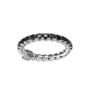 ELLE Sterling Silver "Nautical" Black Spinel Rope Ring (SI5069)